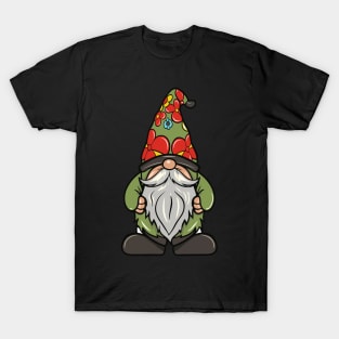 Scandinavian Gnome With Flowers Hat Nordic Folklore Tomte T-Shirt